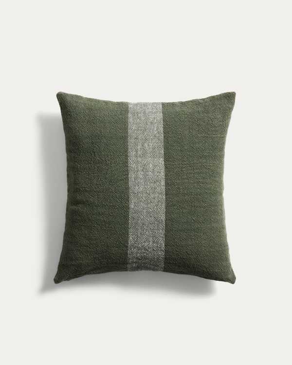 Nurei green cotton and linen cushion cover 50 x 50cm