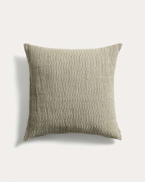 Nerel green cotton and linen jacquard cushion cover 50 x 50cm