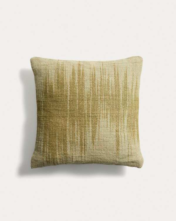 Liroda jute cushion cover with green ikat graphic 50 x 50 cm