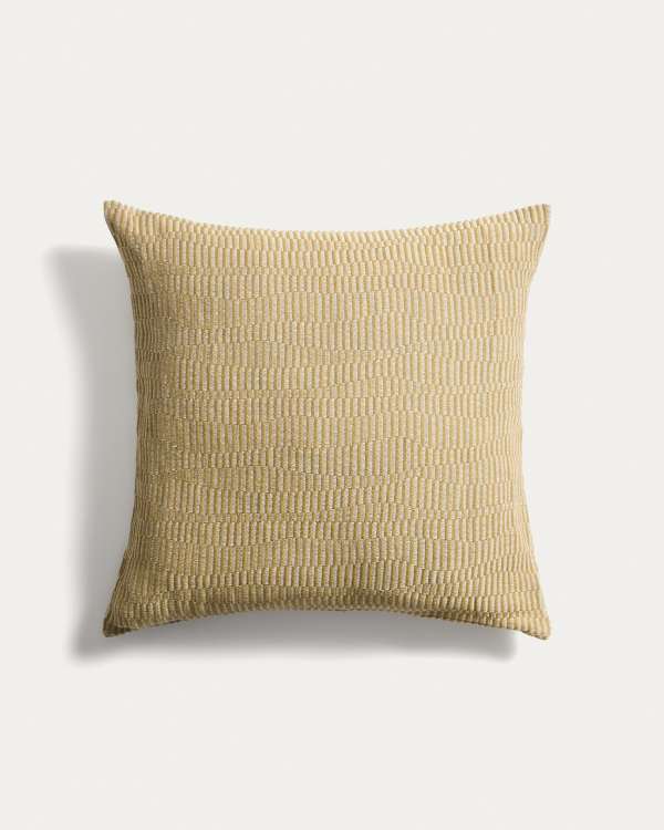 Nerel yellow cotton and linen jacquard cushion cover 50 x 50cm