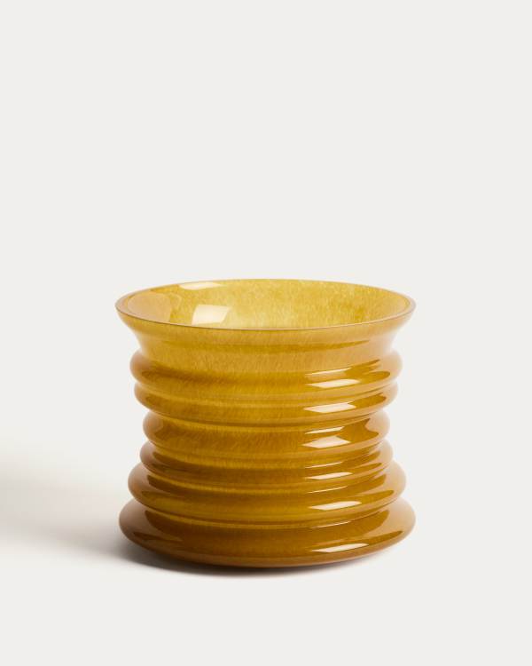 Ambere yellow glass vase 20cm
