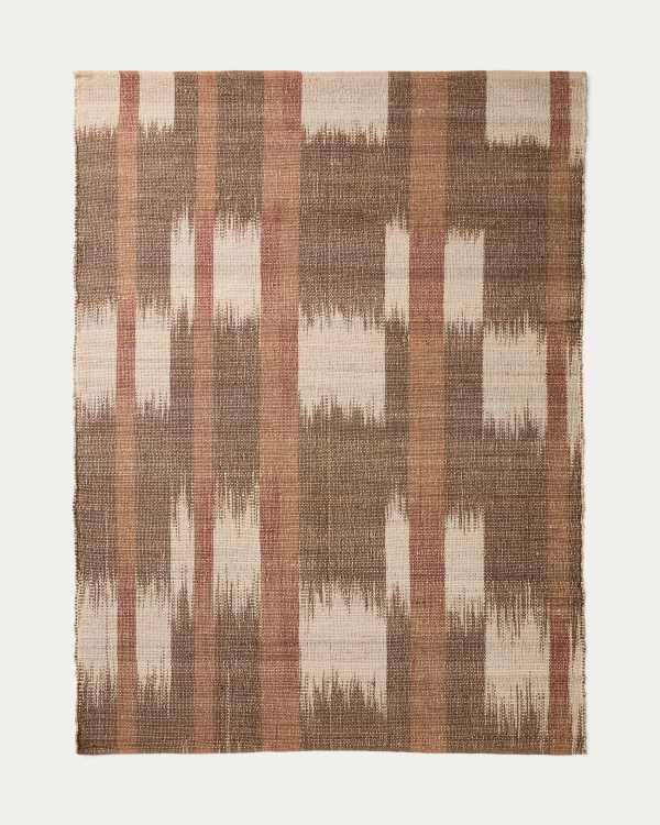 Domira jute rug with multicoloured ikat graphic 200 x 300 cm