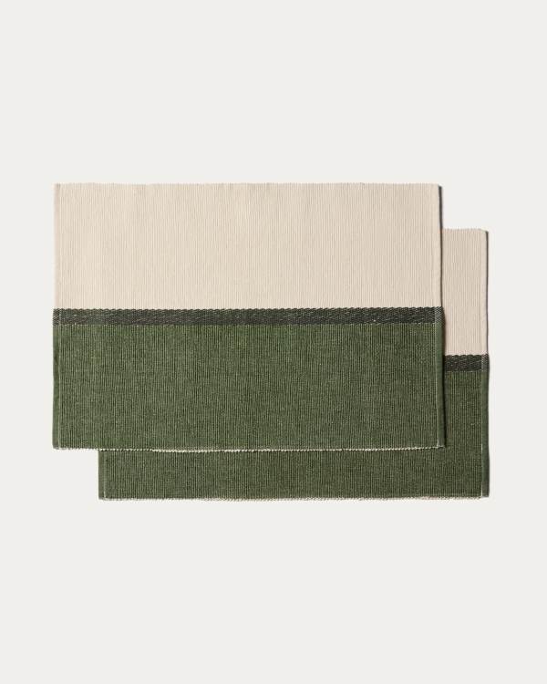 Tari set of 2 green 100% cotton placemats 35 x 50 cm
