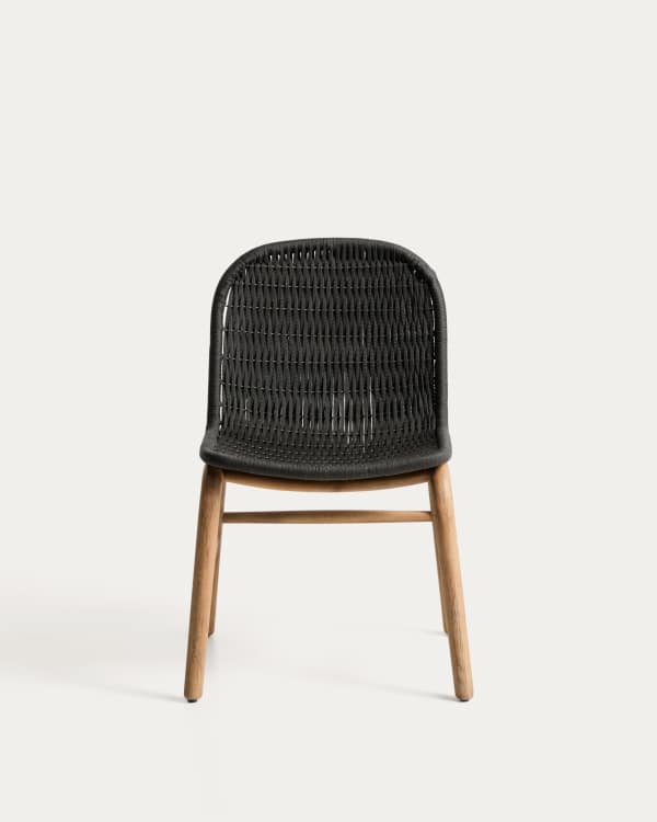Alipa chair in FSC 100% solid acacia wood and dark grey rope cord