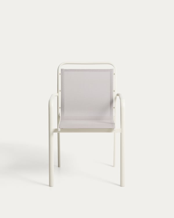 Luri stackable chair in ecru aluminium and beige texteline