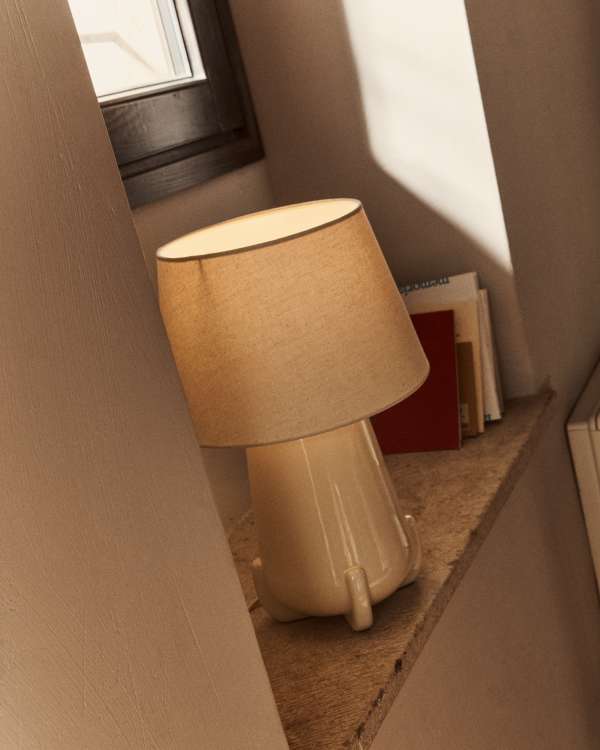 Odra table lamp in ecru ceramic with glossy finish
