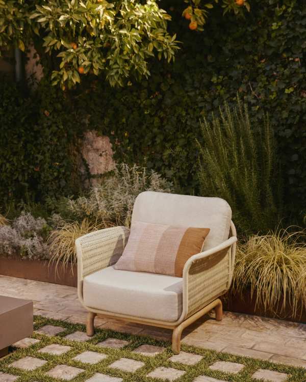 Alipa armchair in FSC 100% solid acacia wood and ecru rope cord