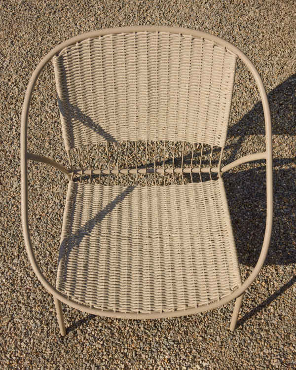 Atrani stackable chair in galvanized steel and taupe rope