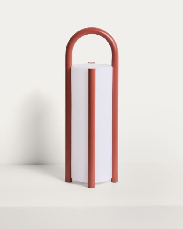 Leros large portable table lamp in terracotta polyethylene and steel