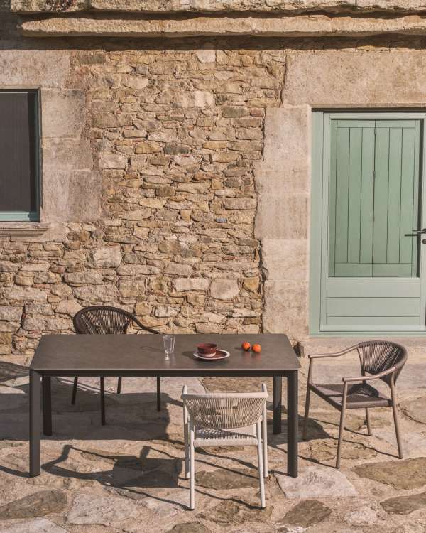 Anafi table in sintered stone and graphite aluminium 220 x 100 cm