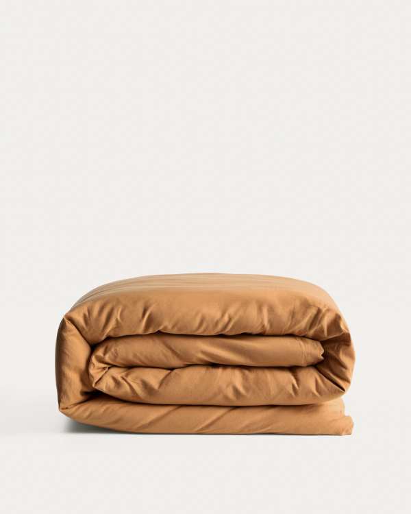 Sirale 100% cotton sateen duvet cover with washed finish in copper for 150/160 cm bed