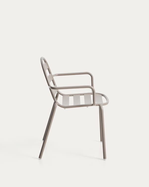 Joncols stackable outdoor chair in aluminium with taupe painted finish