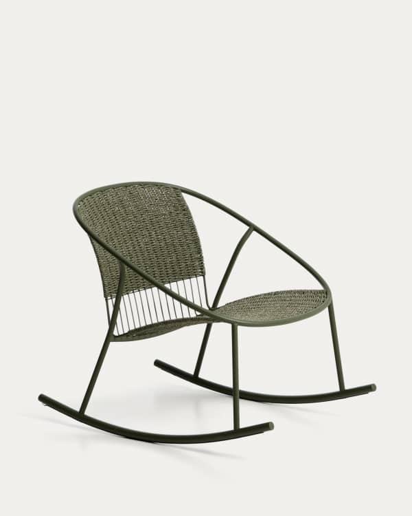 Atrani rocking chair in galvanized steel and green rope
