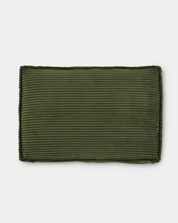 Blok fire-retardant cushion in thick green corduroy 40 x 60cm