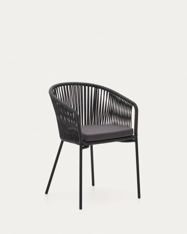 Yanet black rope chair with galvanised steel legs