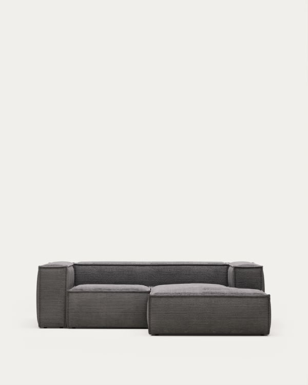 Sofá Blok 2 plazas pana gruesa chaise longue derecho gris 240 cm FSC Mix Credit