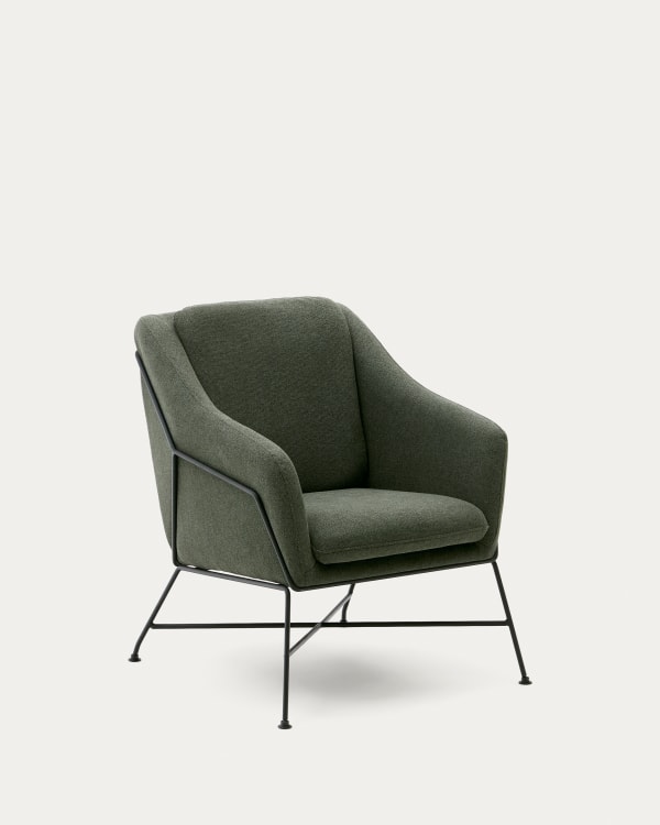 Brida Sessel in Grün und Stahlbeine mit schwarzem Finish