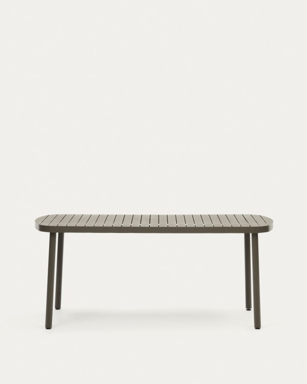 Joncols outdoor aluminium table with a powder coated green finish, 180 x 90 cm