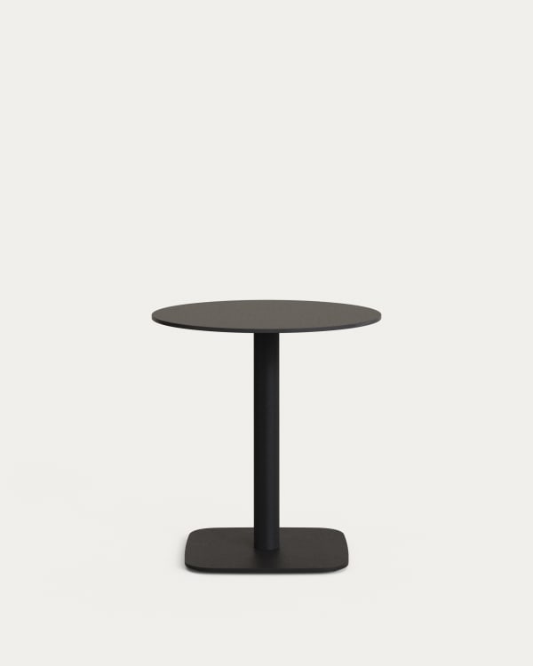 Dina round outdoor table in black with metal legal in a painted black finish, Ø 68x70 cm