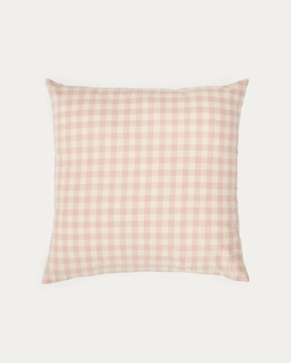 Federa per cuscino Yanil 100% cotone a quadrati rosa e beige 45 x 45 cm