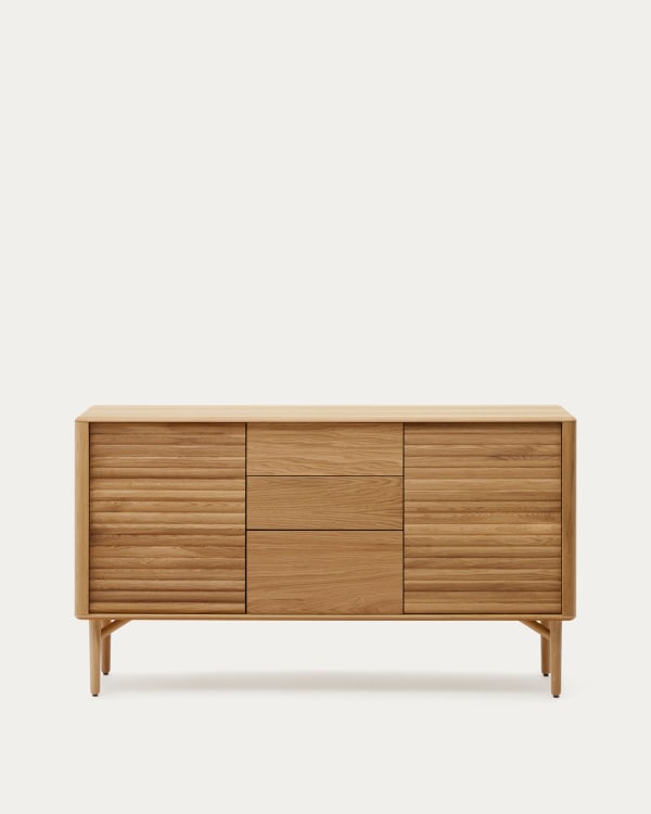 Lenon Sideboard 2 Türen 3 Schubladen Eichenholz und -furnier 155 x 86 cm FSC MIX Credit