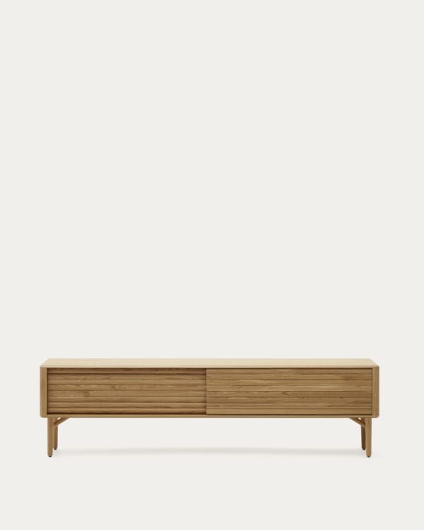 Lenon TV-Schrank 2 Türen aus massiver Eiche und Furnier 200 x 57 cm FSC MIX Credit