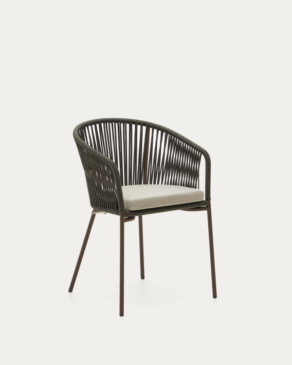 Yanet green rope chair with galvanised steel legs