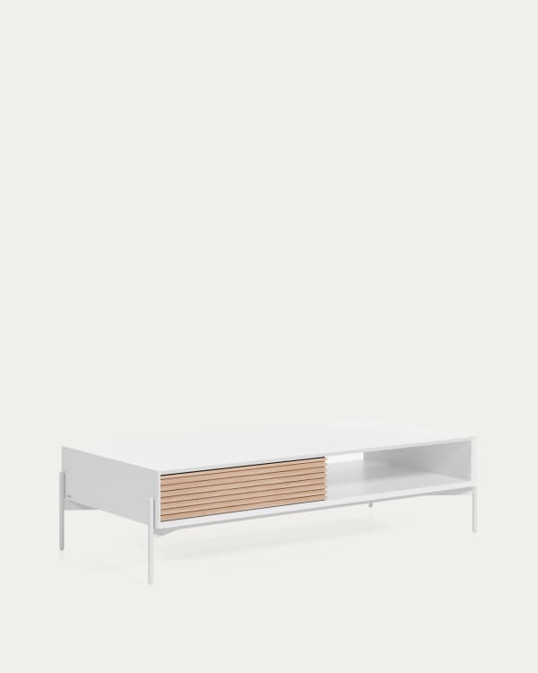 Marielle coffee table made from ash wood with white lacquer 124 x 70 cm