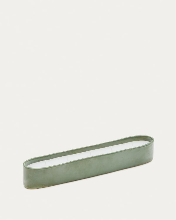 Sapira Ceramic Candle in Green, 6 x 34.5 cm