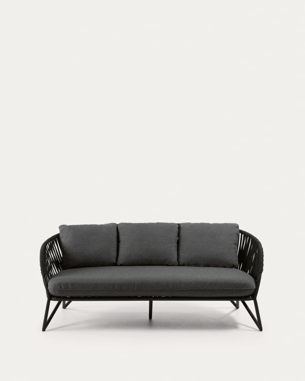 3 seater Branzie sofa in black cord, 180 cm