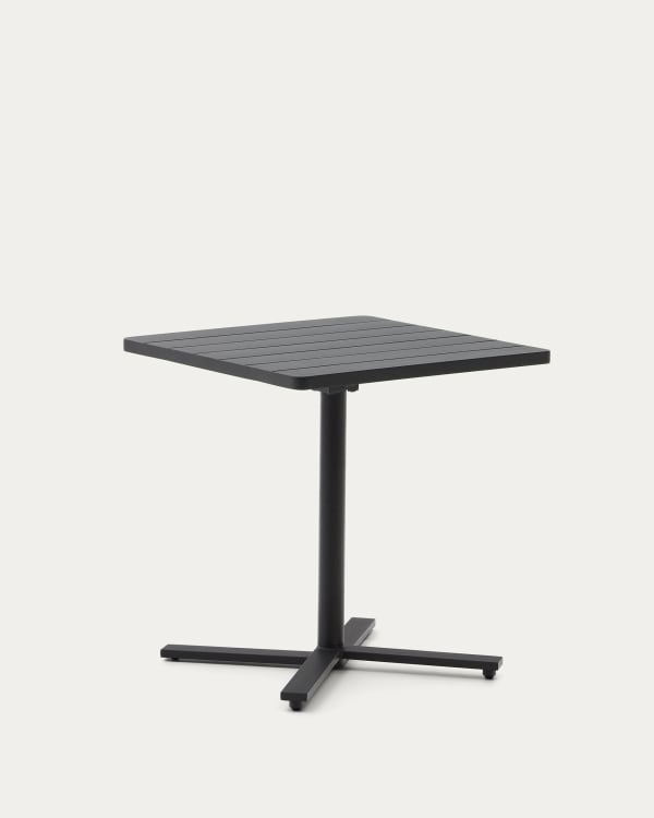 Table d'extérieur pliante Torreta en aluminium, finition gris foncé, 70 x 70 cm