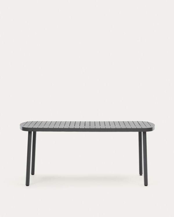 Joncols outdoor aluminium table with a powder coated grey finish, 180 x 90 cm