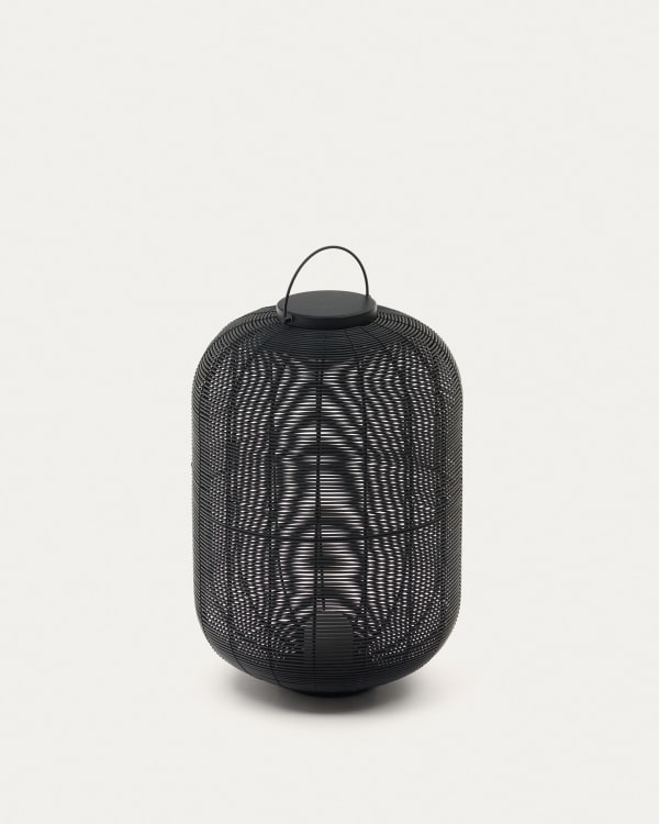 Saranella large portable table lamp in black polyrattan