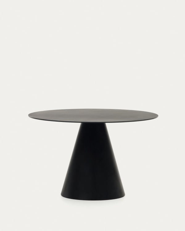 Wilshire tempered glass and metal table with a matte black finish, Ø 120 cm