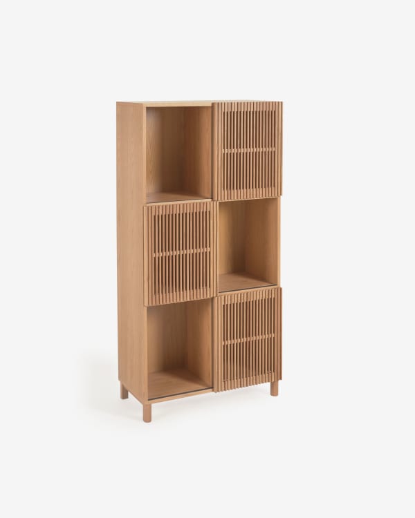 Beyla solid oak shelf unit with oak veneer 84.3 x 170 cm FSC 100%.