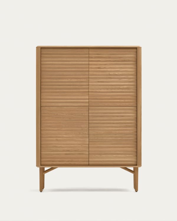 Lenon Highboard 4 Türen aus massiver Eiche und Eichenfurnier 104,5 x 144 cm FSC MIX Credit