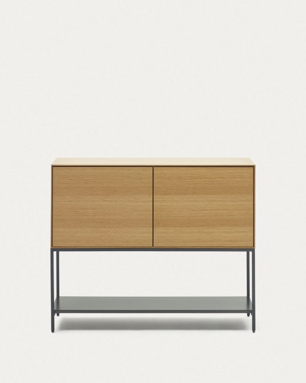 Vedrana 2 door sideboard in oak veneer with steel legs, 97.5 x 80 cm