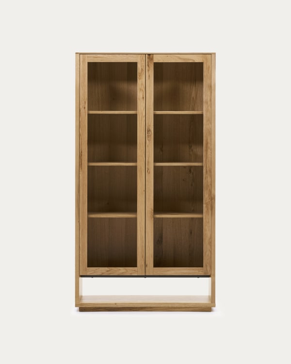 Alguema display cabinet in oak wood veneer with natural finish, 100 x 185 cm