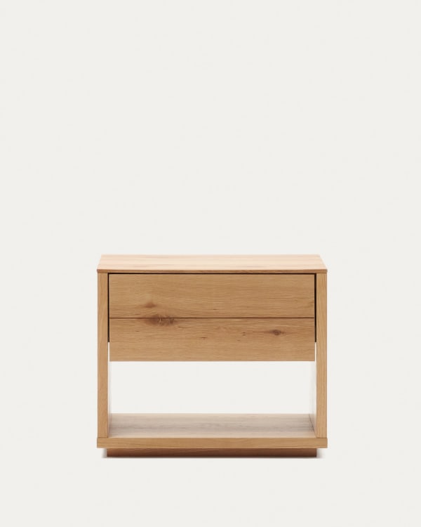 Alguema bedside table in oak wood veneer with natural finish, 60 x 50 cm