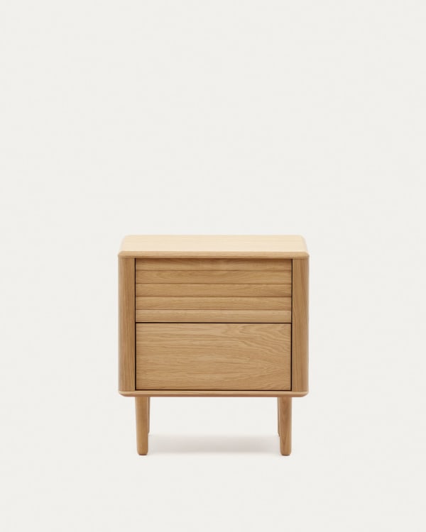 Table de chevet Lenon 2  tiroirs bois et placage chêne 50 x 55 cm FSC MIX Credit