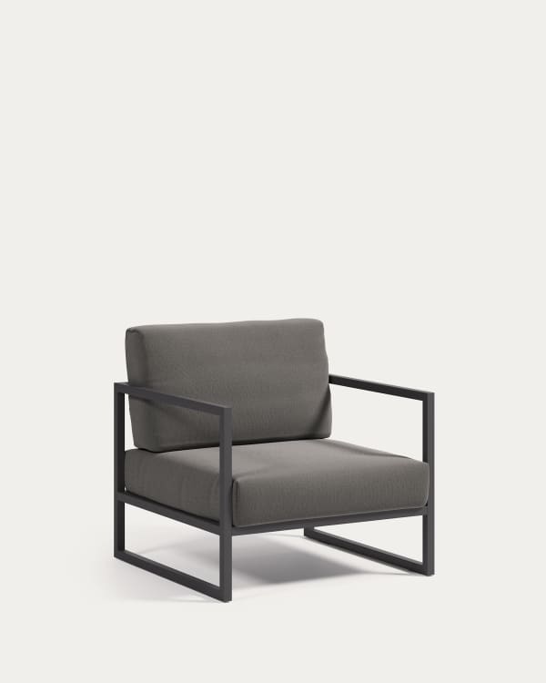 Comova 100% outdoor armchair in dark grey and black aluminium