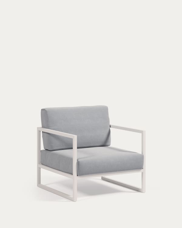 Comova 100% outdoor armchair in blue and white aluminium