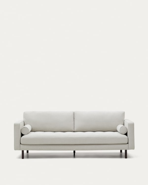 Sofa Debra 3-seater in pearl chenille and wengue finish legs 222 cm