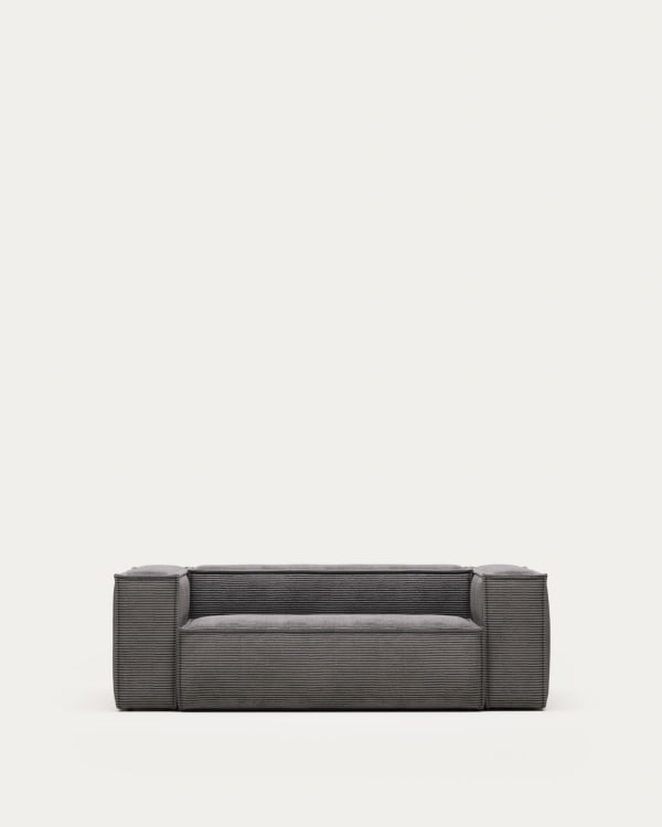 Blok 2 seater sofa in grey wide seam corduroy, 210 cm