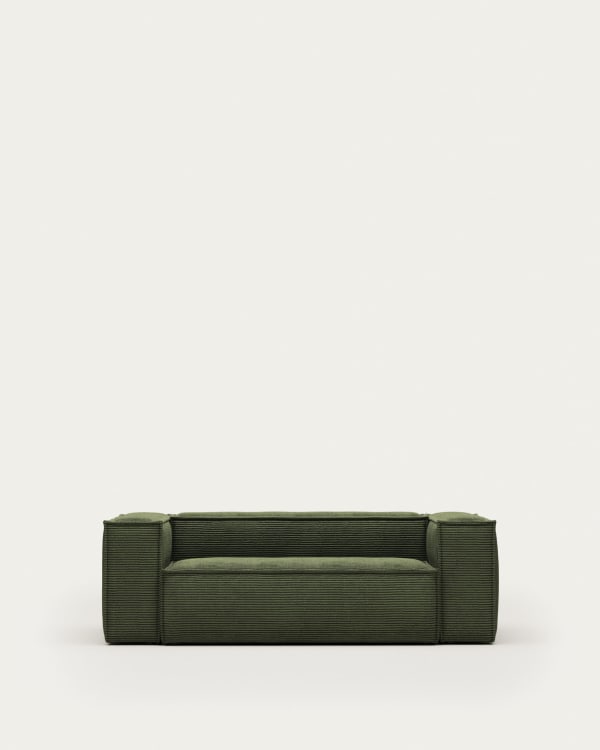 Blok 2 seater sofa in green wide seam corduroy, 210 cm FSC Mix Credit