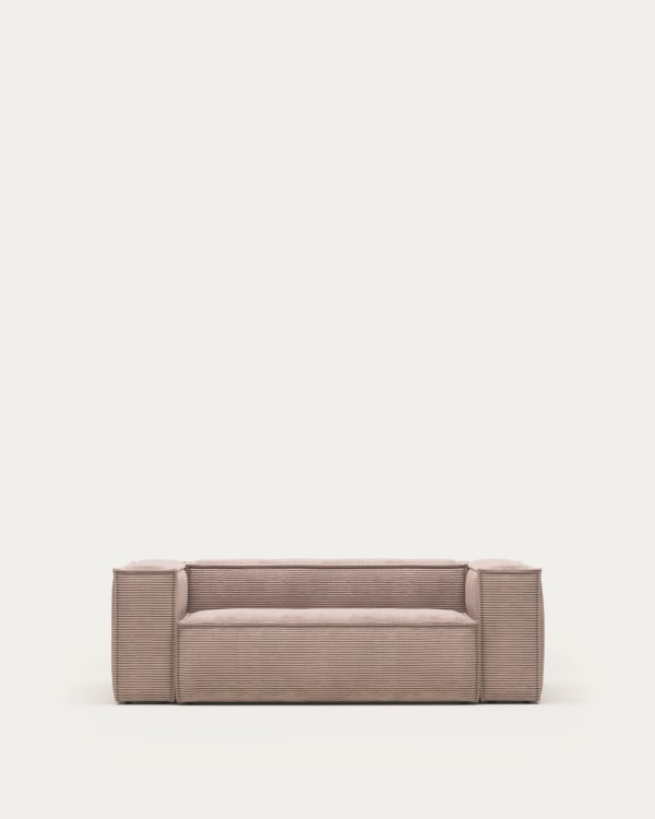 Blok 2 seater sofa in pink wide seam corduroy, 210 cm FSC Mix Credit FR