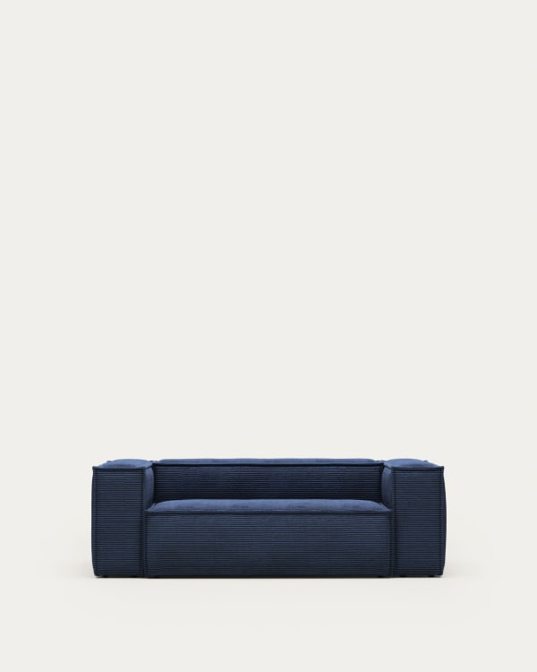 Blok 2 seater sofa in blue corduroy, 210 cm FSC Mix Credit FR