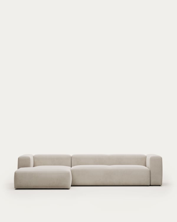 Blok 4 seater sofa with left-hand chaise longue in beige, 330 cm FSC Mix Credit