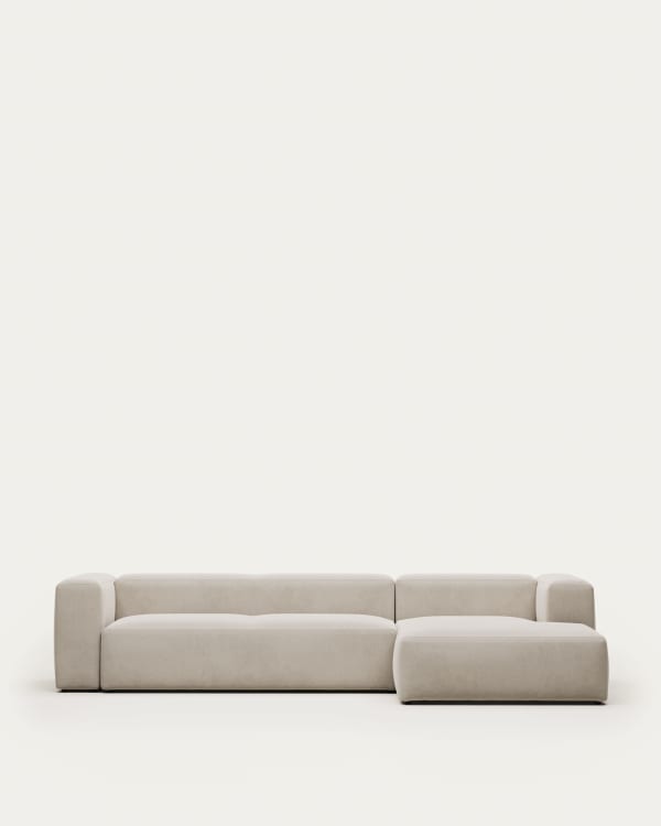 Blok 4 seater sofa with right-hand chaise longue in beige, 330 cm FSC Mix Credit