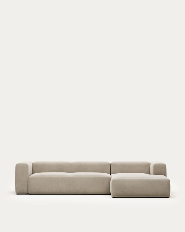 Blok 4 seater sofa with right-hand chaise longue in beige, 330 cm FSC Mix Credit FR